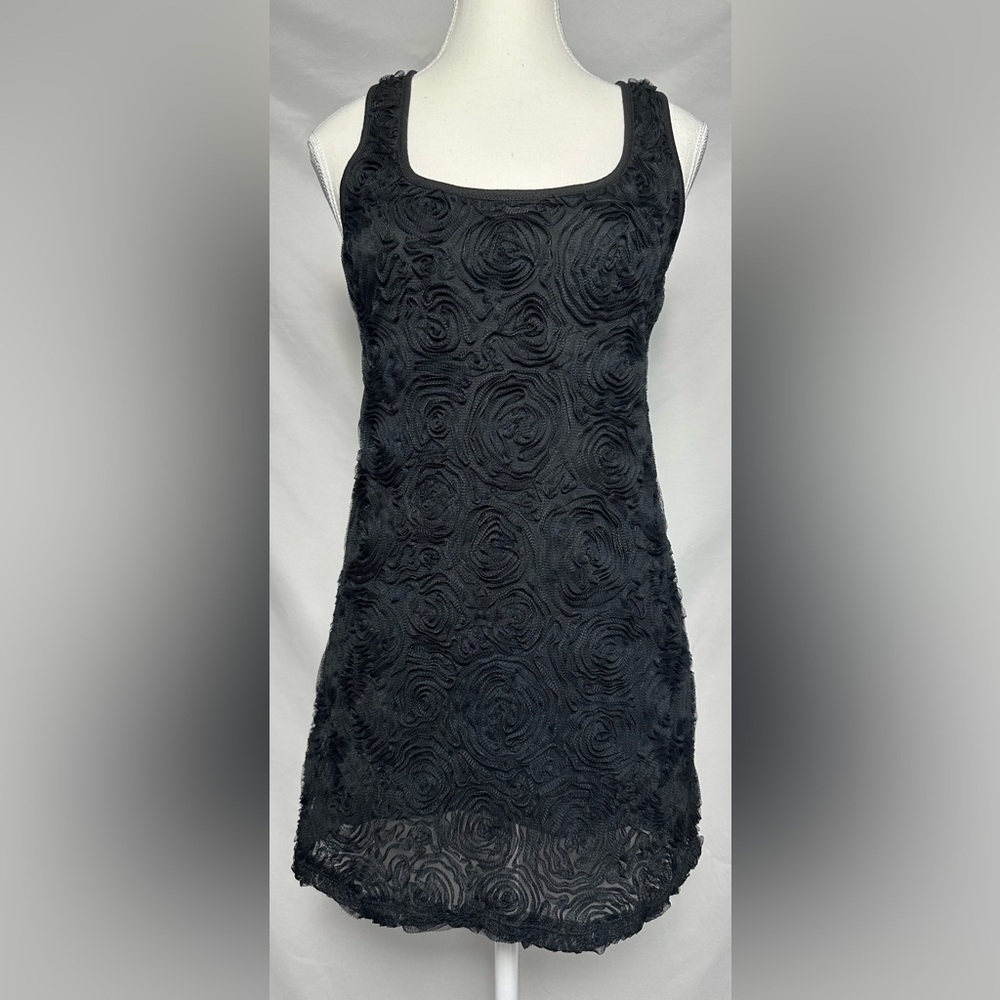 MON AMIE USA Y2K Black Rose Embellished Whimsigoth Fairy Mini Dress Size S